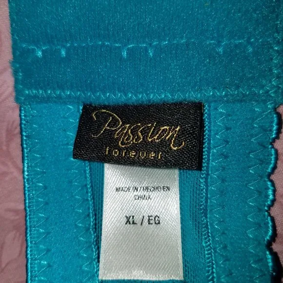 Passion Forever Bustier Embelished Slip Lingerie XL TealColor Silver Sequin NWT